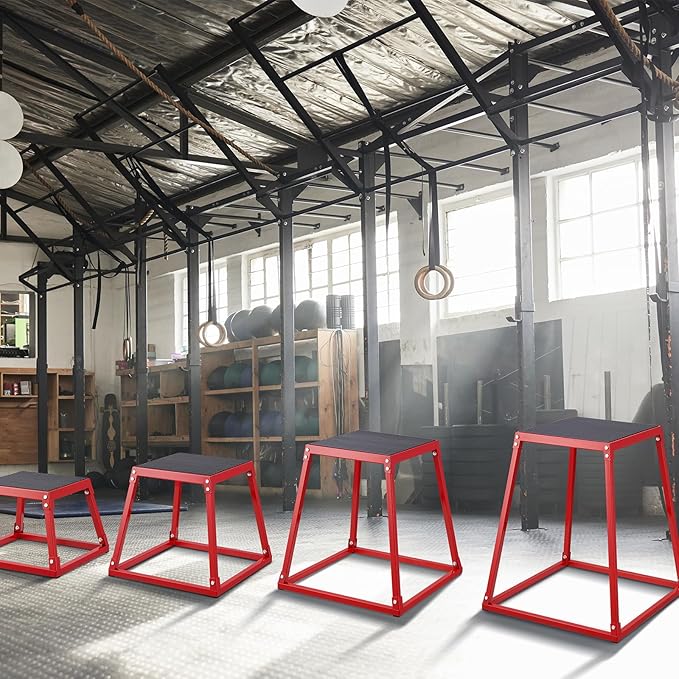 VEVOR Plyometric Jump Box, 18 Inch Plyo Box, Steel Plyometric Platform and Jumping Agility Box, Anti-Slip Fitness Exercise Step Up Box for Home Gym Training, Conditioning Strength Training