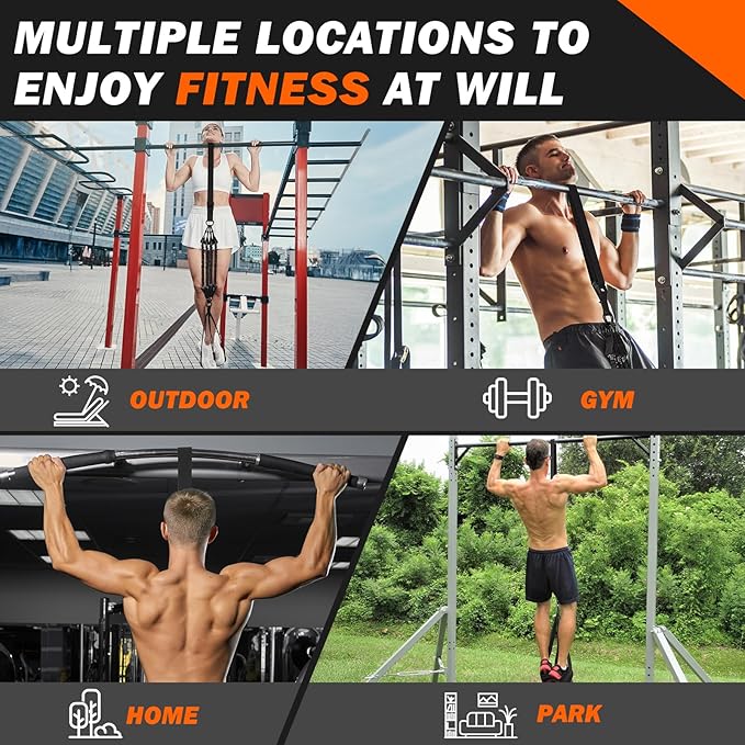 Pull Up Assistance Bands 50-350lbs, Heavy Duty Pull Up Workout Band with Feet Rest, Resistance Band for Pull Up Bar Bands, Pull Up Assist Band Strength Training Workout Equipment, Height Adjustable