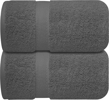 Infinitee Xclusives– Luxury Bath Sheets Towels – 2 Pack 600 GSM (35X70 Inches)– 100% Ring Spun Cotton Large Bath Towels for Bathroom (Shadow Grey, Bath Sheet Pack of 2)