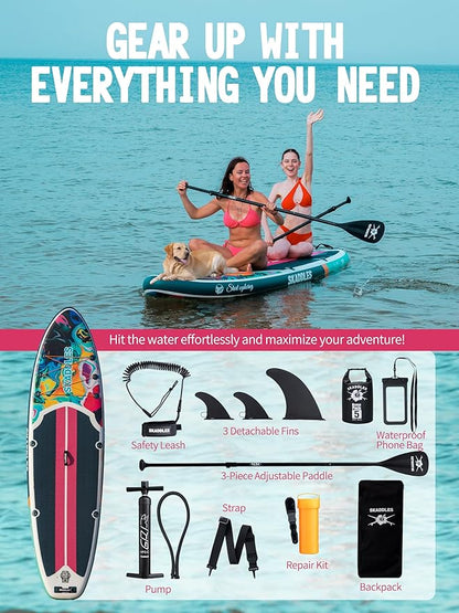 10’6’’ Portable Inflatable Stand Up Paddle Board (SUP) for Adults and Youth with Non-Slip Deck – Complete Accessories Kit, Perfect for Fishing, Yoga, Fitness & Family Fun