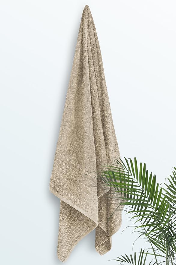 Tens Towels Pack of 1 Jumbo Bath Sheet 40 x 80 Inches, Extra Large & Light Weight, Quicker to Dry, 100% Cotton, Super Soft & Absorbent, Perfect to Wrap Yourself in, Beige