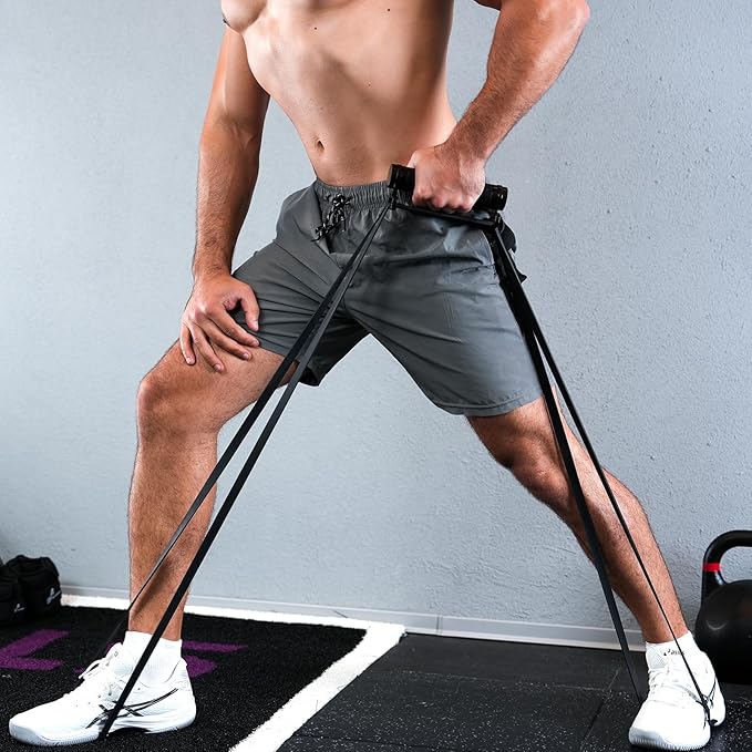 Resistance Band Bar, Sportneer Detachable Workout Exercise Bar Handles for All Kinds Resistance Bands - 3 in 1 Power Lifting Fitness Bar for Home Gym Full Body Workout