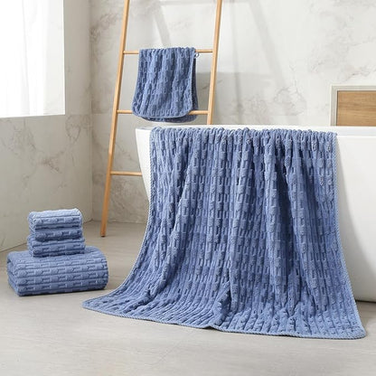 40x80 Inches Oversized Bath Sheets Extra Large Bath Towels Set of 6 for Adults Super Soft Quick Dry Lightweight Lint Free Absorbent Stripe Microfiber Shower Towels (Light Blue, 6 Piece)