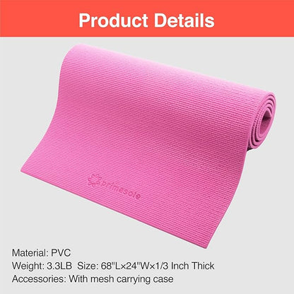 Yoga Mat with Carry Strap for Yoga Pilates Fitness and Floor Workout at Home and Gym Non-slip 9 colors