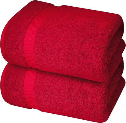 Infinitee Xclusives– Luxury Bath Sheets Towels – 2 Pack 600 GSM (35X70 Inches)– 100% Ring Spun Cotton Large Bath Towels for Bathroom (Burgundy, Bath Sheet Pack of 2)