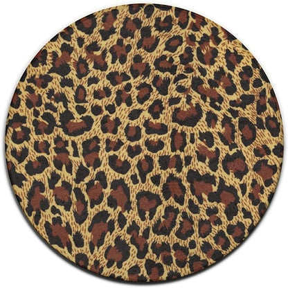 Large Home Decor Mat, Soft Round Yoga Carpet, Non-Slip Machine Washable Kitchen Office Circle Rug Compatible with Leopard Cheetah Print