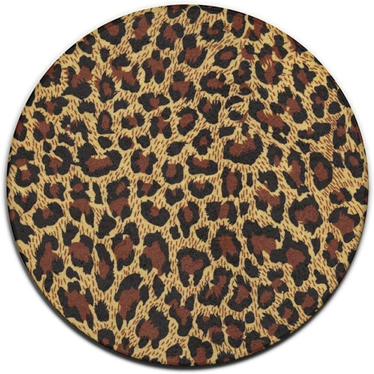 Large Home Decor Mat, Soft Round Yoga Carpet, Non-Slip Machine Washable Kitchen Office Circle Rug Compatible with Leopard Cheetah Print