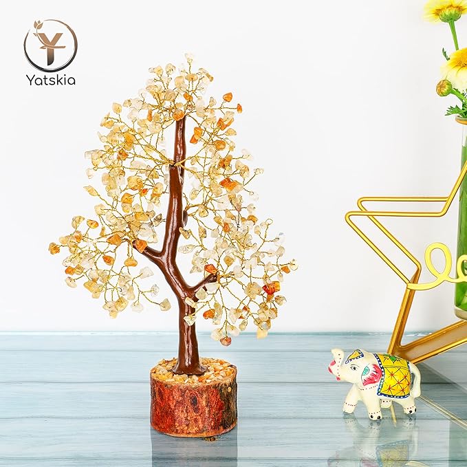 YATSKIA Citrine Healing Crystal - Gemstone Tree, Bonsai Trees, Fake Bonsai, Feng Shui Tree, Crystal Gifts for Women, Arbol De La Abundancia, Crytals and Gemstones, Good Luck Home Decor