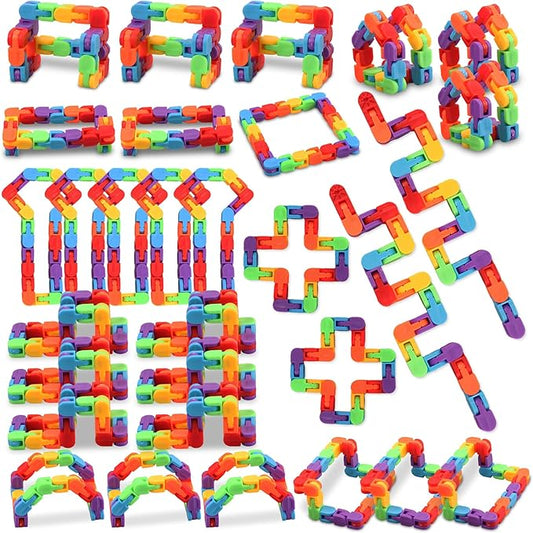 30PCS Rainbow Fidget Toy Wacky Tracks Snap and Click Sensory Toys,Finger Sensory Toys, -Party Favors,Goodie Bag,Classroom Prizes Reward,School Fidgets for Students Gifts Stocking Stuffers