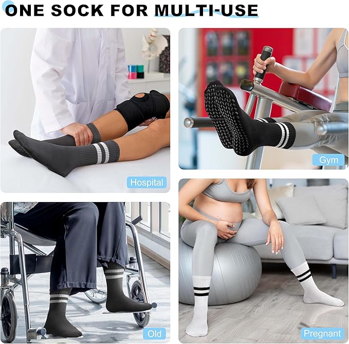 Pilates Socks with Grips for Yoga, Barefoot, Ballet, Barre, Hospital Non Slip Anti Skid Socks for Women and Men
