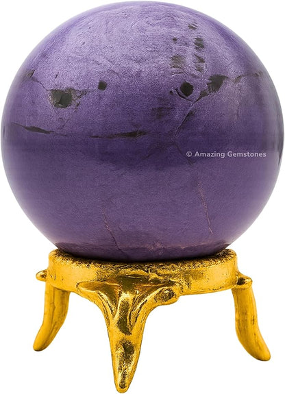 Amazing Gemstone Stichtite Crystal Ball with Stand - 2 Inches Crystal Sphere Meditation Balls for Witchcraft and Decorative Balls