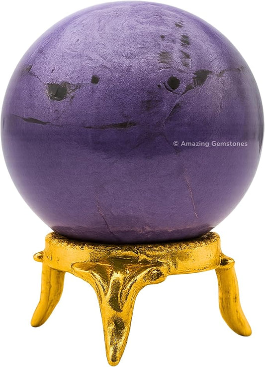 Amazing Gemstone Stichtite Crystal Ball with Stand - 2 Inches Crystal Sphere Meditation Balls for Witchcraft and Decorative Balls