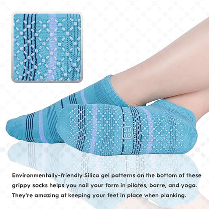 unenow Unisex Non Slip Grip Socks with Cushion for Yoga Pilates Barre Home & Hospital