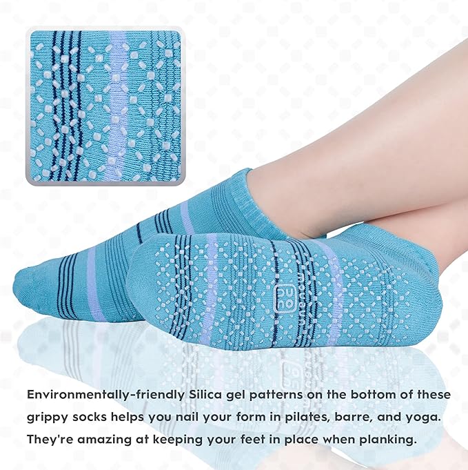 unenow Unisex Non Slip Grip Socks with Cushion for Yoga Pilates Barre Home & Hospital