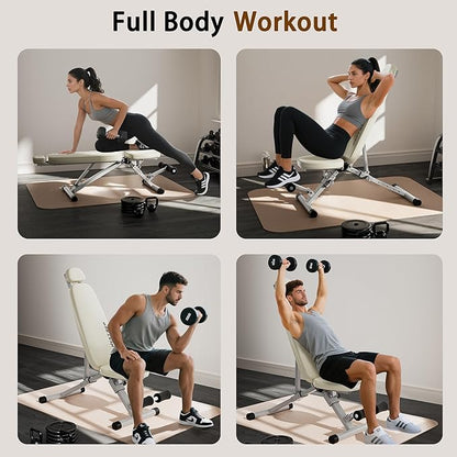 Adjustable Weight Bench for Home Gym, Workout Bench for Bench Press, Full Body Workout Incline Decline Flat Utility Exercise Bench, Full-Pin Mechanism lnnovative Fast Folding Strength Training Benches