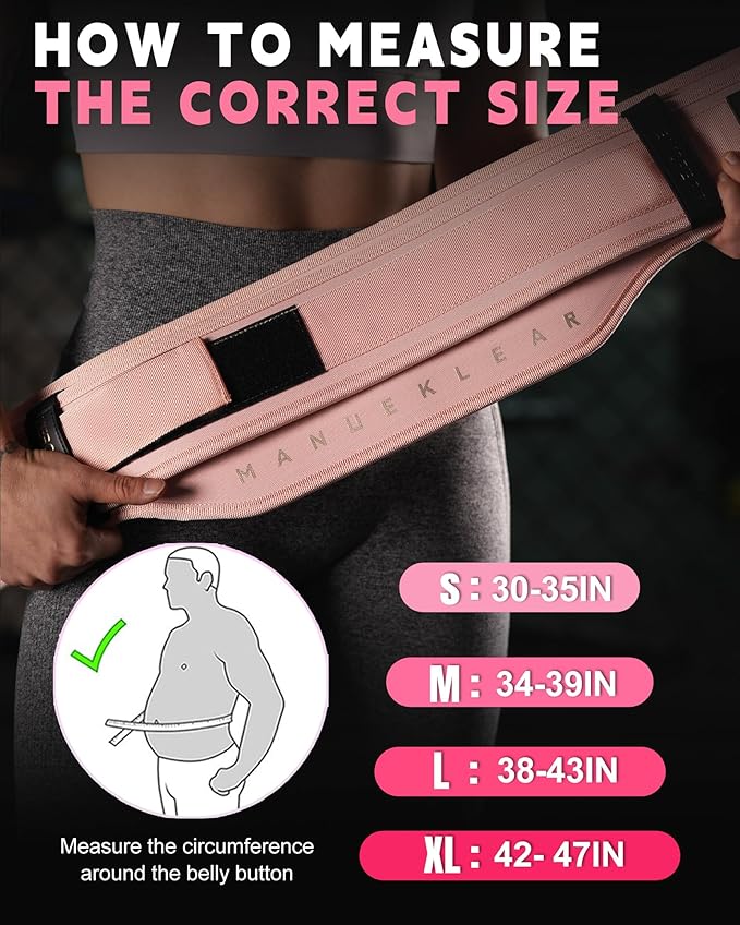 MANUEKLEAR Weight Lifting Belts for Men and Women, Gym Weight Belt with Carabiner Quick Locking, Double-Layer Weightlifting Belt for Workout Squat Powerlifting Deadlift