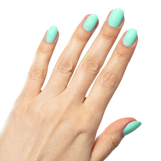 Short Mint Green Glue On Nails | Hard Candy Long Lasting Press On Nails | Pastel False Nails with Real Polish | 24 Nail Kit in 12 Sizes, Strong Glue & Reusable Travel Case Included.