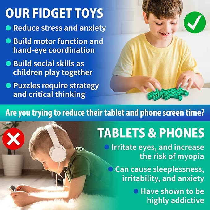 50 Pcs Fidget Toys Pack - Stocking Stuffers for Kids, Gifts for Kids, Party Favors - Adults Stress Relief Sensory Toy - ADHD Toys Bulk for Classroom Treasure Box Prizes - Pop Its