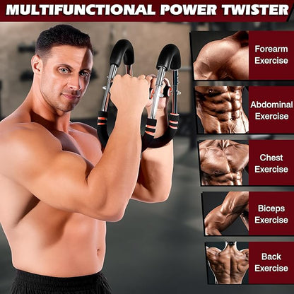 Twister Arm Trainer, Adjustable Chest Workout Equipment, Portable Detachable Chest Exerciser for Men & Women, Power Twister Bar, Home Gym Fitness Equipment