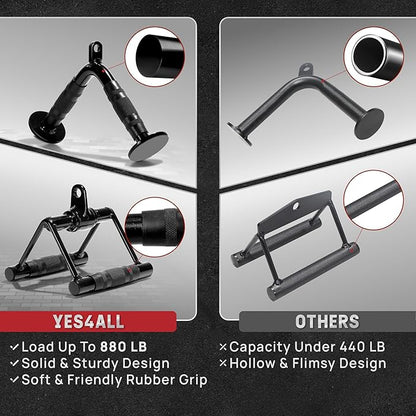 Yes4All Tricep Press Down Cable Machine Attachment Set, LAT Pulldown Attachment, Cable Machine Accessories for Home Gym