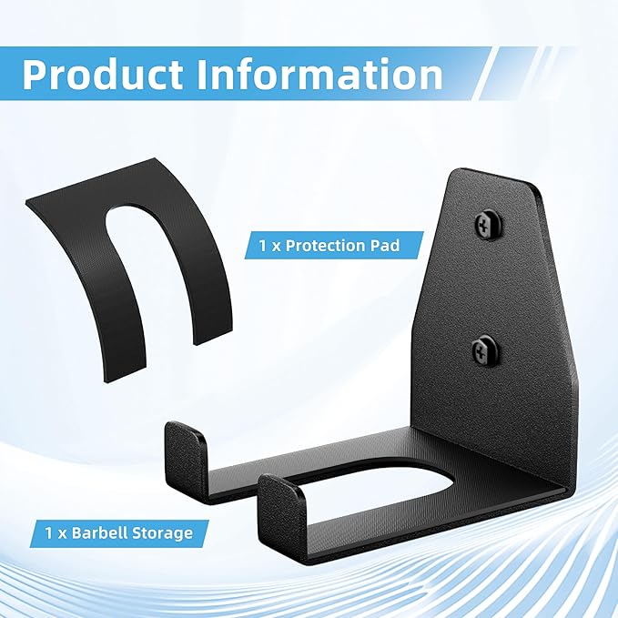 Olympic Barbell Hanger, Garage Gym Bar Wall Rack, Vertical Barbell Wall Mount, Black Heavy-Duty Support Barbell Holder, Space Saving Commercial or Home Gym Accessory, Holds Under 33mm Bar Size