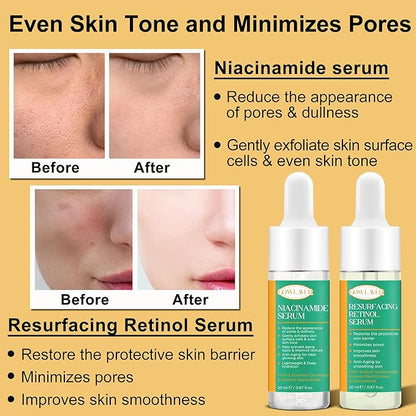 Skin Care Set for Women Teen - Hydrating & Anti-Aging Facial Routine Skincare Products Gift Set,Cleanser,Toner,Retinol Serum,Niacinamide Hyaluronic Acid Serum & Face Cream - Gifts for Women Christmas