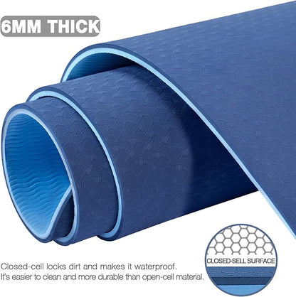 UMINEUX Large Yoga Mat for Men and Women 1/4 & 2/5 Inch Extra Thick TPE Fitness Mat for Home Gym Workout, Non-Slip, Eco Friendly Exercise Mat for Yoga, Pilates, Stretching, Meditation