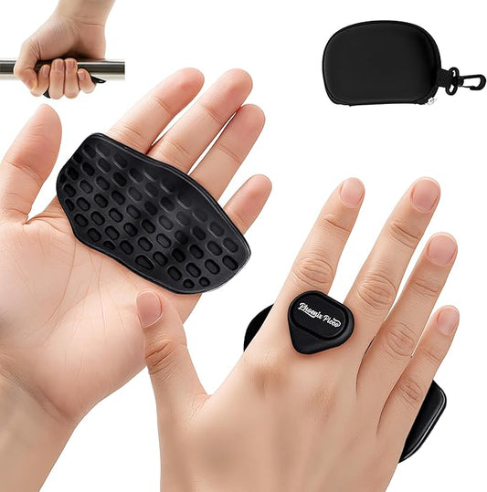 Ergonomic-Gym-Grips-for-Men-&-Women - Soft Silicone Weight Lifting Grips for Dumbbells, Barbells, Pull-Ups, Deadlifts - Fingerless, Sweat-Resistant, Includes Portable Case