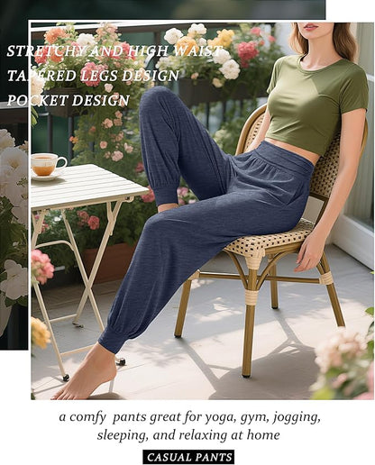 2 Pack Women's Yoga Joggers, Cozy Sweatpants with Pockets Casual Loose Comfy High Waisted Lounge Pants