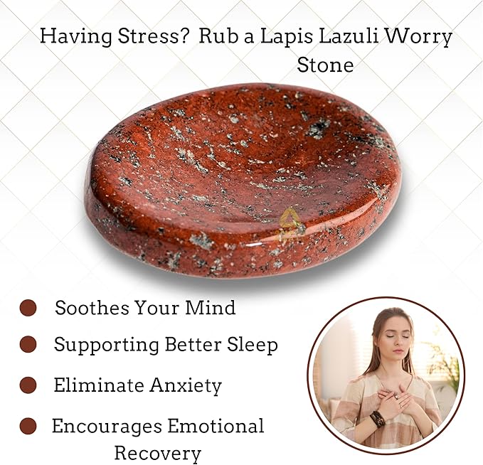 Red Que Sera Worry Stones – Crystal Thumb Worry Stone for Anguish, Stress – Relaxing & Soothing Balance Stones for Meditation, Relief – Healing Stones & Crystals for Men, Women