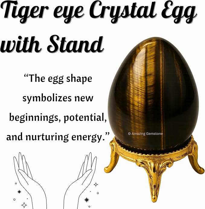 Amazing Gemstone Tiger Eye Crystal Yoni Egg, 2 Inches - Crystals and Healing Stones Yoni Egg for Pelvic Floor Health, Natural Healing Crystal Eggs for Meditation and Stress Relief