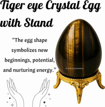 Amazing Gemstone Tiger Eye Crystal Yoni Egg, 2 Inches - Crystals and Healing Stones Yoni Egg for Pelvic Floor Health, Natural Healing Crystal Eggs for Meditation and Stress Relief