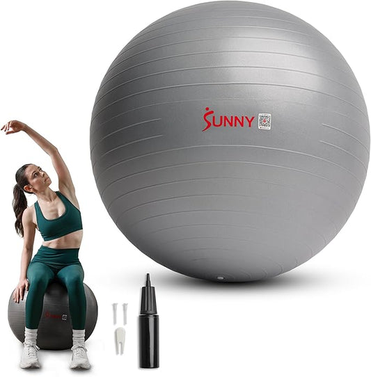 Sunny Health & Fitness Premium Anti-Burst Exercise Balls for Core Strength, Yoga, Pilates, Barre, Physical Therapy, Balance, Flexibility Non-Slip & Odorless
