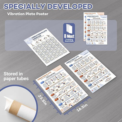 Whole Body Vibration Plate Exercise Poster, Fitness Workout Guide with 30 day Training Chart