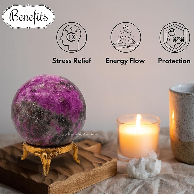 Amazing Gemstone Cobalt Calcite Crystal Ball with Stand - 2 Inches Crystal Sphere Meditation Balls for Witchcraft and Decorative Balls