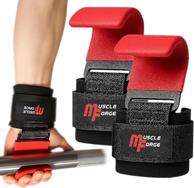 Weight Lifting Hooks for Men & Women - Heavy Duty Lifting Wrist Straps with Hook Grips for Weightlifting - Gym Grips for Weight Lifting, Pull Ups & Deadlift Support
