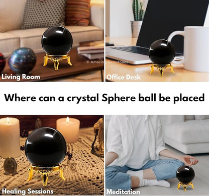 Amazing Gemstone Garnet Crystal Ball with Stand - 2 Inches Crystal Sphere Meditation Balls for Witchcraft and Decorative Balls