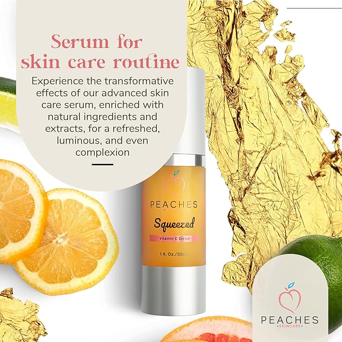 Brightening Serum with Vitamin C – Age-Defying Formula with Real Gold and Kakadu Plum for Radiant, Elastic Skin – Vegan Skincare for All Skin Types – Squeezed Vitamin C Serum (1 fl. oz)