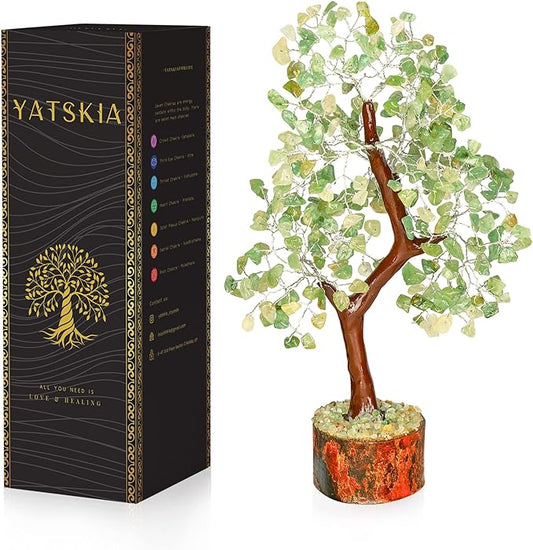YATSKIA Green Jade Stone - Artificial Trees, Bonzai Tree, Green Jade, Healing Stone, Crystals Tree, Crystal Tree of Life, Crystal Items for Gift
