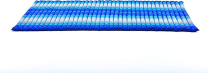Leewadee - Kapok Roll Mat – Handcrafted Folding Sleep & Relaxation Mattress from Thailand, Ideal as Guest Bed, Camping Mat, Yoga Mat or Traditional Futon, 75 x 39 inches, Blue