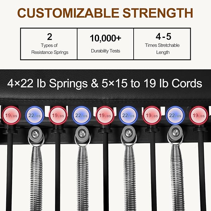 Pilates Reformer Ultra MAX-80101, Foldable Pilates Reformer Machine with a Extra Set of Drawstring, for Fome and Gym Workout- Cardio Fitness Rebounder - Springs and Jump Board Up to 400 LBS