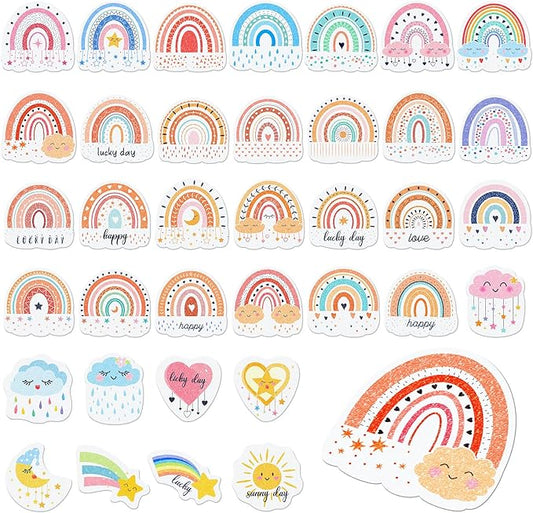36 Pcs Anxiety Sensory Stickers Mental Health Stickers Fidget Textured Strips Toys Adhesive Tactile Calm Relief Items for Adults Desk School Counselor Classroom(Boho Style)