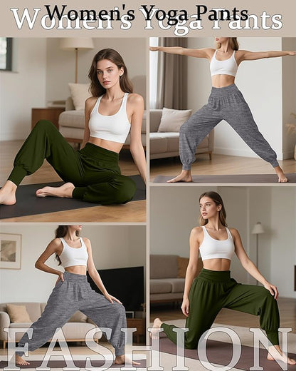 2 Pack Women's Yoga Joggers, Cozy Sweatpants with Pockets Casual Loose Comfy High Waisted Lounge Pants