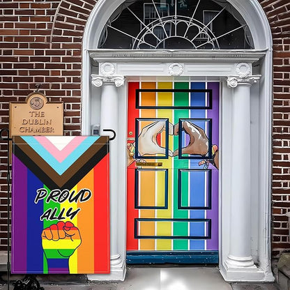 Pride Proud Ally Garden Flag 12x18 Inch LGBT Rainbow Garden Flag 3ply Polyester Double Sided for Outdoor House Yard Outside Garden Decor