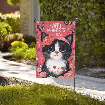 Mothers Day Cat Garden Flag 12x18 In Double Sided Yard Flags Lawn Sign Decor No Flagstand