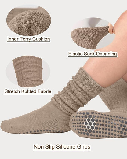 3/6 Pairs Grip Pilates Socks for Women, Non-slip Yoga Athletic Socks for Barre Ballet Barefoot Workout Hospital