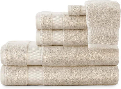 Peacock Alley Diamond 6 Piece Towel Set - Luxurious 100% Long-Staple Turkish Cotton - Soft, Absorbent & Fast Drying, Linen