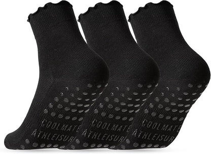 CoolMate Pilates Socks with Grips for Women, Yoga Socks, Crew Non Slip Women for Workout, Barre, Pilates Gifts