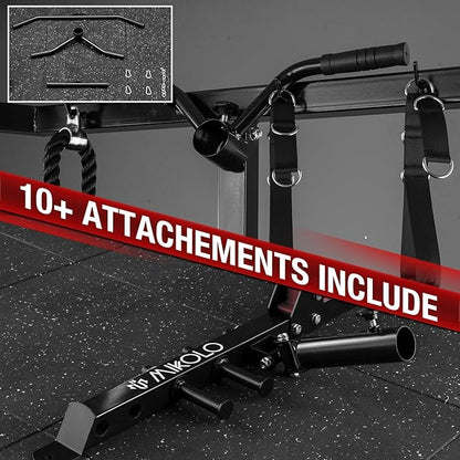 Mikolo Power Cage, 2000LB Power Rack with Independent Dual Pulley System, Multi-Function Home Gym Workout Machine for Cable Crossover