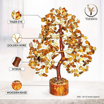 YATSKIA Tiger Eye Crystal Tree - Gemstone Tree of Life - Tiger Eye Stone - Chakra Gifts - Crystal Décor - Feng Shui Decor - Spiritual Gifts for Women